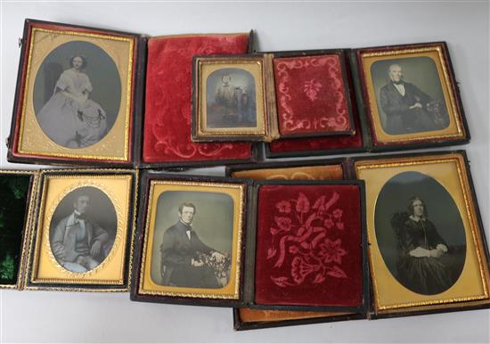 Six cased ambrotypes largest image 9.5 x 7cm.